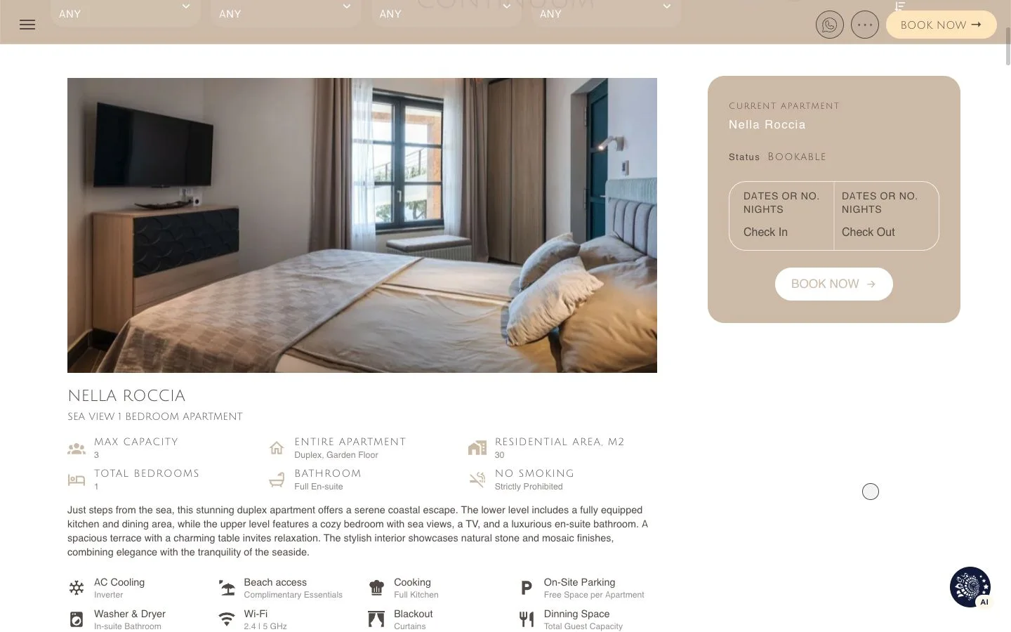 Apartment catalogue and mobile apartment page.